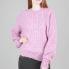 Clearance Evie Lou Chunky Ribbed Pullover, Freesia Pink