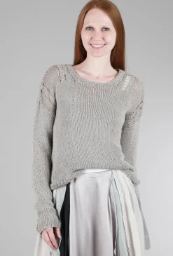 Best Sale Evie Lou Coc Loose-Knit Pullover, Original Gray