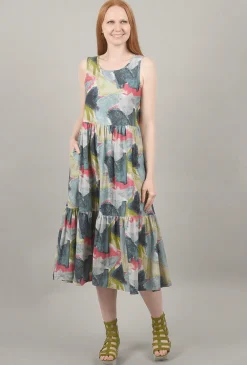 Best Evie Lou Color Patch Tiered Dress, Blue Multi