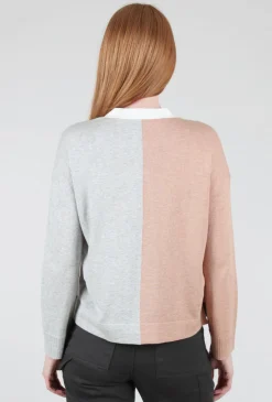 Sale Evie Lou Colorblock Pocket Cardie, Gray/Truffle