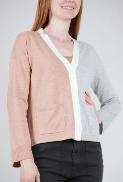 Sale Evie Lou Colorblock Pocket Cardie, Gray/Truffle
