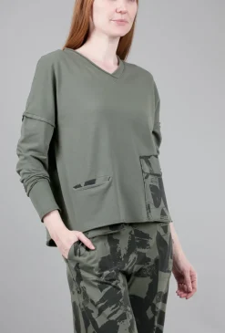 Cheap Evie Lou Contrast Detail V-Neck Top, Fir