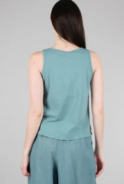 Shop Evie Lou Cori Linen Print Tank, Salvia