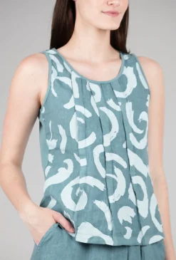Shop Evie Lou Cori Linen Print Tank, Salvia