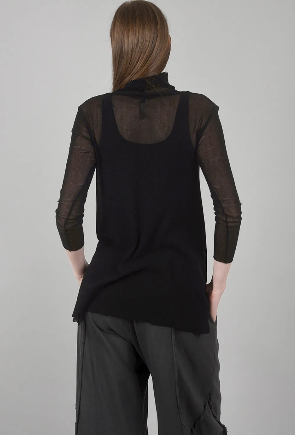Sale Evie Lou Cotton Mesh Tneck, Black
