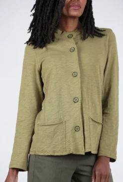 Clearance Evie Lou Cotton Pebble Pocket Cardie, Olive