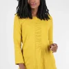 Cheap Evie Lou Cotton Pebble Ruched Shirt, Dijon