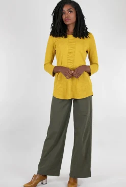 Cheap Evie Lou Cotton Pebble Ruched Shirt, Dijon