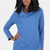Online Evie Lou Cotton Slub Cowlneck Tunic, Eclipse Blue