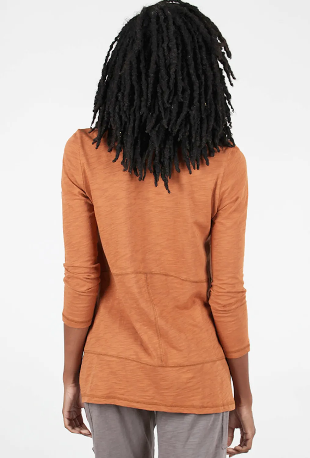 Fashion Evie Lou Cotton Slub Cowlneck Tunic, Spice