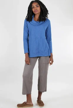 Online Evie Lou Cotton Slub Cowlneck Tunic, Eclipse Blue