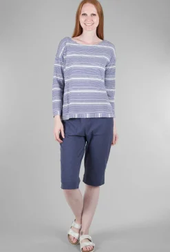 Clearance Evie Lou Cotton Slub Pedal Pusher, Navy