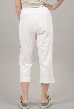 Clearance Evie Lou Cotton Slub Pocket Capri, White