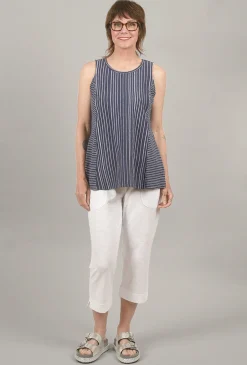Clearance Evie Lou Cotton Slub Pocket Capri, White