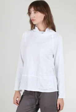 Hot Evie Lou Cotton Slub Pocket Pullover, White