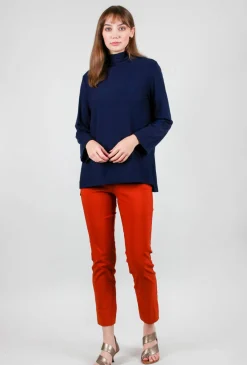New Evie Lou Cozy Jersey Mock Neck, Navy