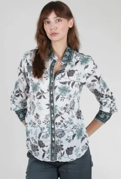 Best Sale Evie Lou Crinkle Cotton Shirt, Tunisia Seaglass