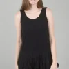 Store Evie Lou Crinkle Flutter Layer Tank, Black