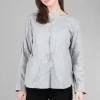 Discount Evie Lou Crinkle Tailored Top, Gray