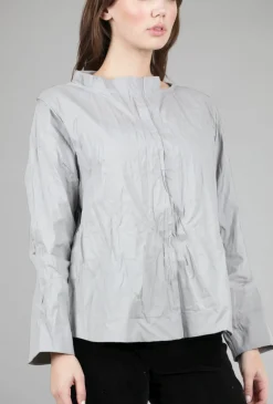 Discount Evie Lou Crinkle Tailored Top, Gray