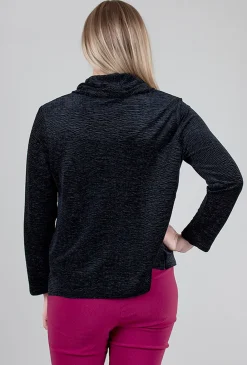 Clearance Evie Lou Crinkle Velvet Boxy Cowl, Black