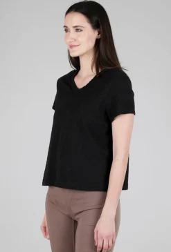 Best Sale Evie Lou Crop Boxy Crew, Black