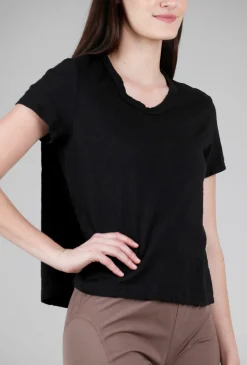 Best Sale Evie Lou Crop Boxy Crew, Black