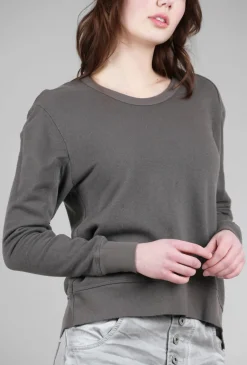 Discount Evie Lou Crop Crew Patches Sweatshirt, Washed Black