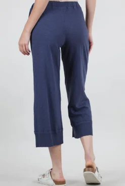 Fashion Evie Lou Crop Drawstring Rib Hem Jogger, Midnight Blue