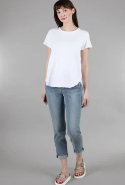Flash Sale Evie Lou Curved Hem Crew T-Shirt, White