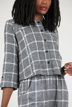 Sale Evie Lou Dakota Flannel Jacket, Gray Cambridge