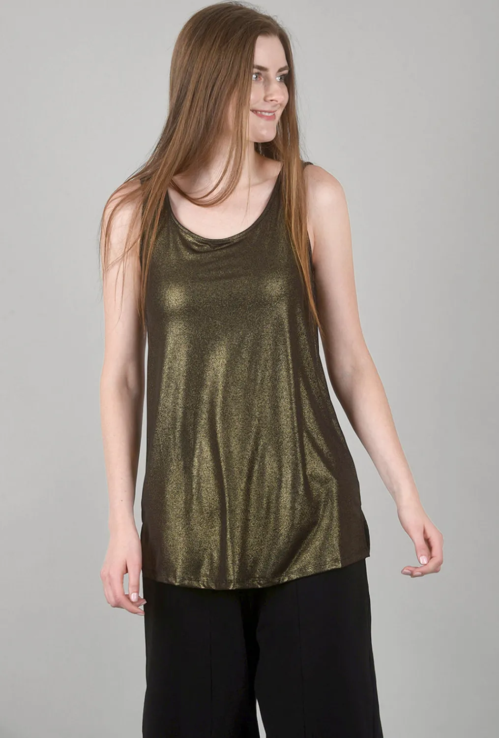 Fashion Evie Lou Dakota Metallic Tank, Bronze