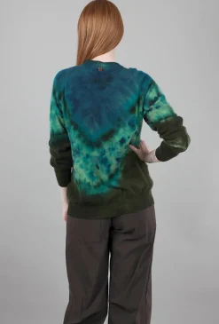 Discount Evie Lou Decon Vanishing Point Sweater, Green/Indigo