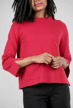 Shop Evie Lou Deep Hem Pocket Pullover, Garnet