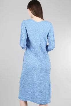 Flash Sale Evie Lou Directional Silk-Linen Dress, Periwinkle