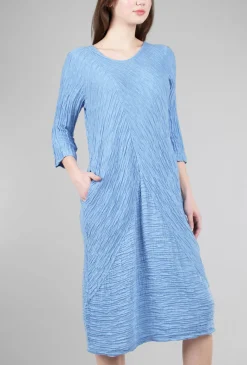 Flash Sale Evie Lou Directional Silk-Linen Dress, Periwinkle