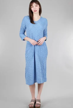 Flash Sale Evie Lou Directional Silk-Linen Dress, Periwinkle