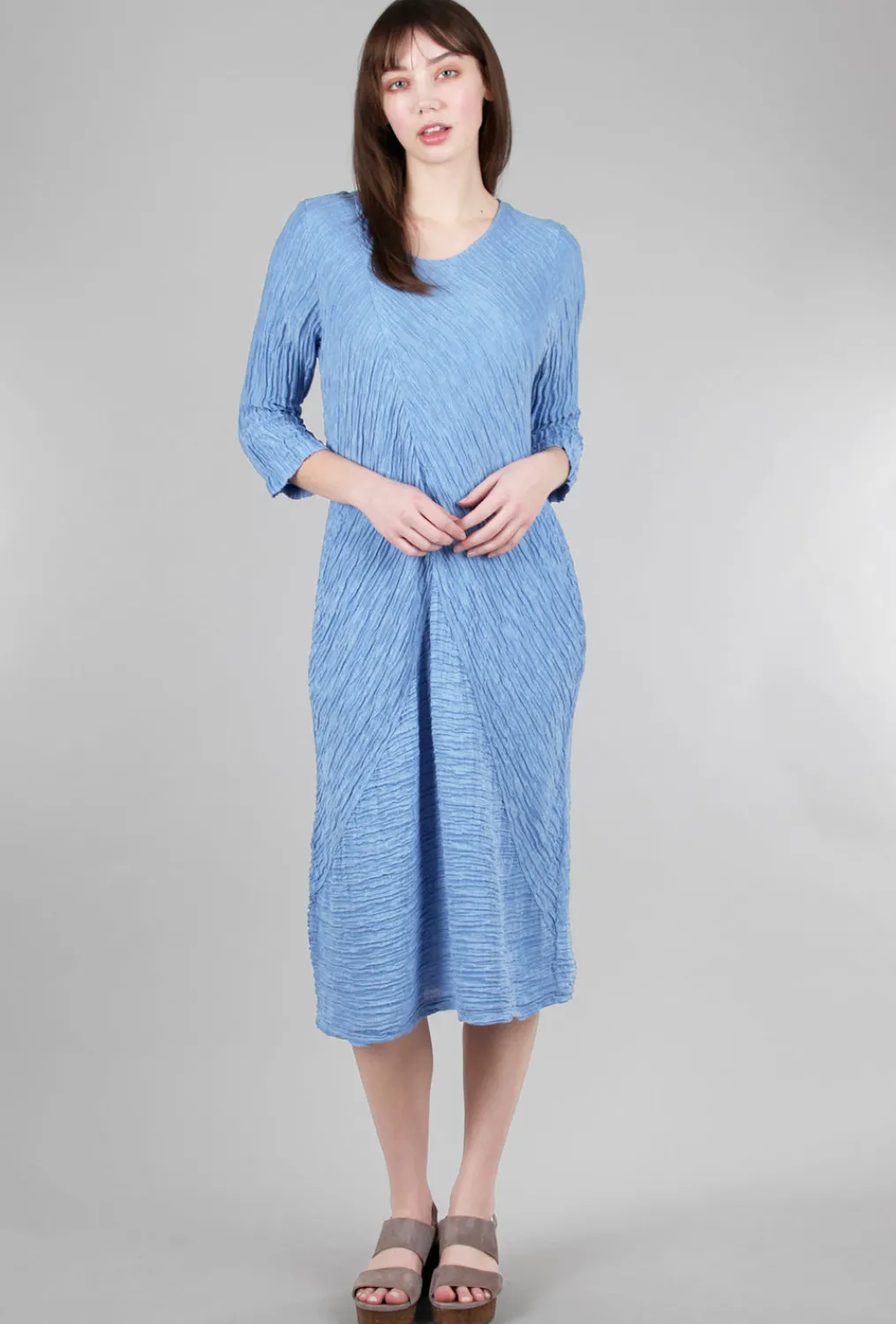 Flash Sale Evie Lou Directional Silk-Linen Dress, Periwinkle