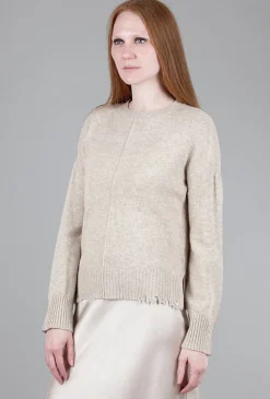 Cheap Evie Lou Distressed Crew Sweater, Husk