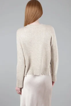 Cheap Evie Lou Distressed Crew Sweater, Husk