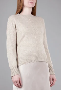 Cheap Evie Lou Distressed Crew Sweater, Husk