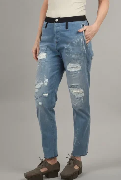 Store Evie Lou Distressed Slouch Jeans, Blue
