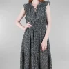 Hot Evie Lou Ditsy Printed Midi Dress, Midnight