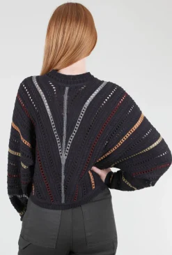 Cheap Evie Lou Dolman Multi-Stripe Sweater, Midnight