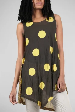 Fashion Evie Lou Dotty Time Tunic Tank, Mocha Mix