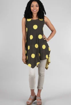 Fashion Evie Lou Dotty Time Tunic Tank, Mocha Mix