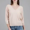 Flash Sale Evie Lou Double V Dolman Sweater, Wheat