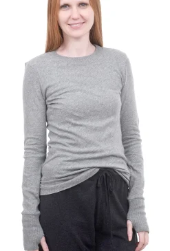 Best Evie Lou Easy Cashmere Cuffed Crew, Smoke