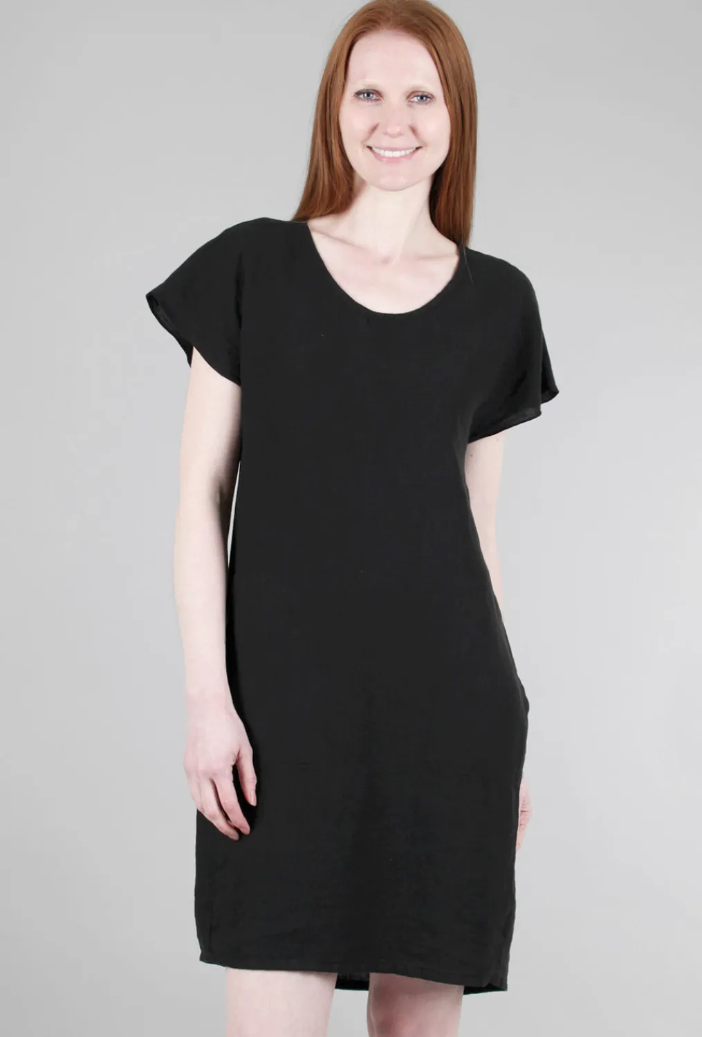 Clearance Evie Lou Easy Linen Shift Dress, Black