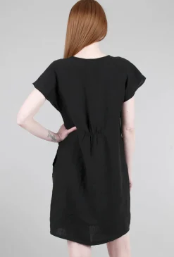 Clearance Evie Lou Easy Linen Shift Dress, Black